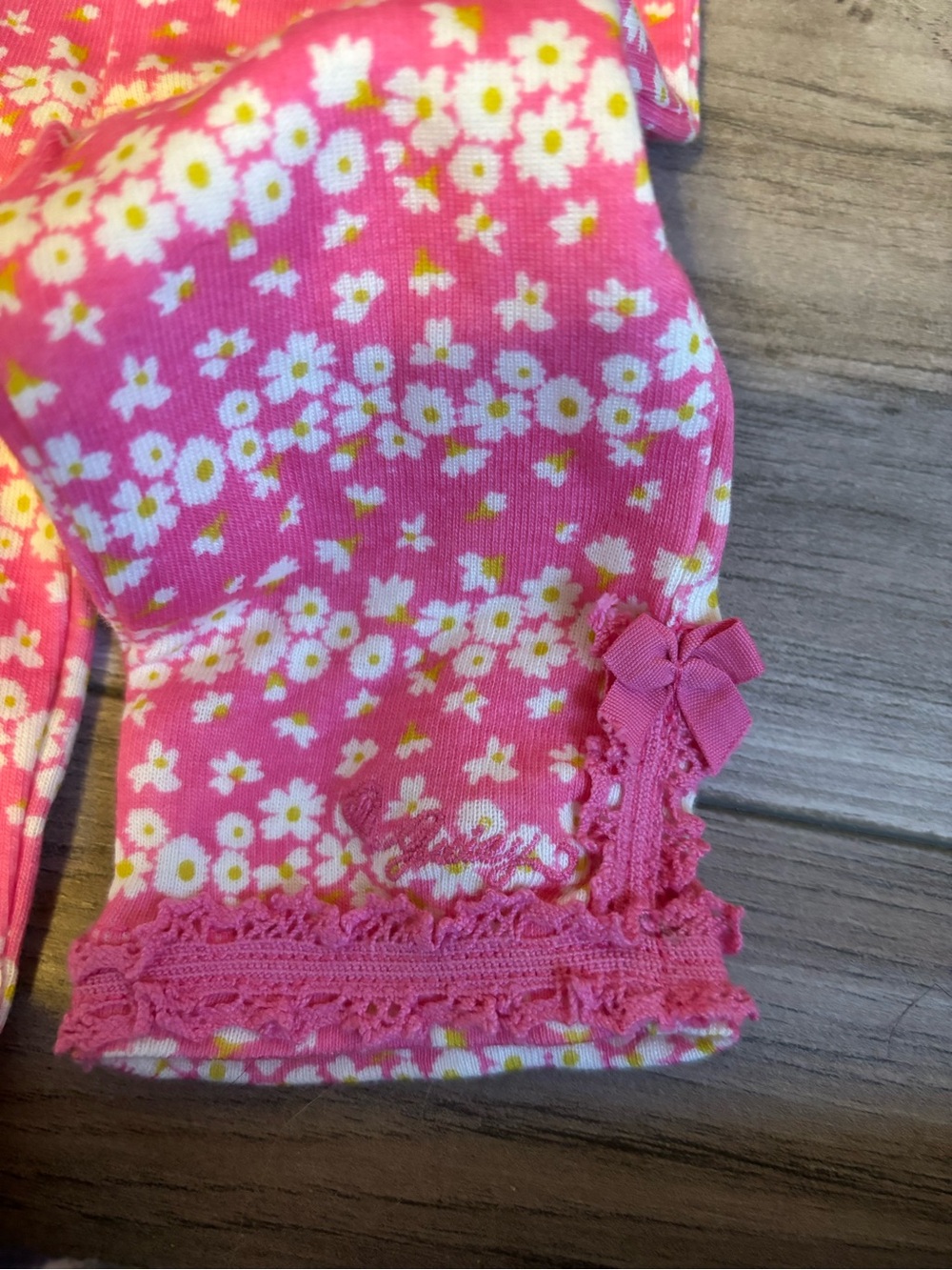 Juicy Couture Pink Daisy Print Girls' Pajama Bottoms with Lace Trim